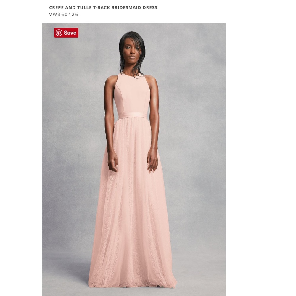 White by Vera Wang crepe & tulle T-back bridesmaid